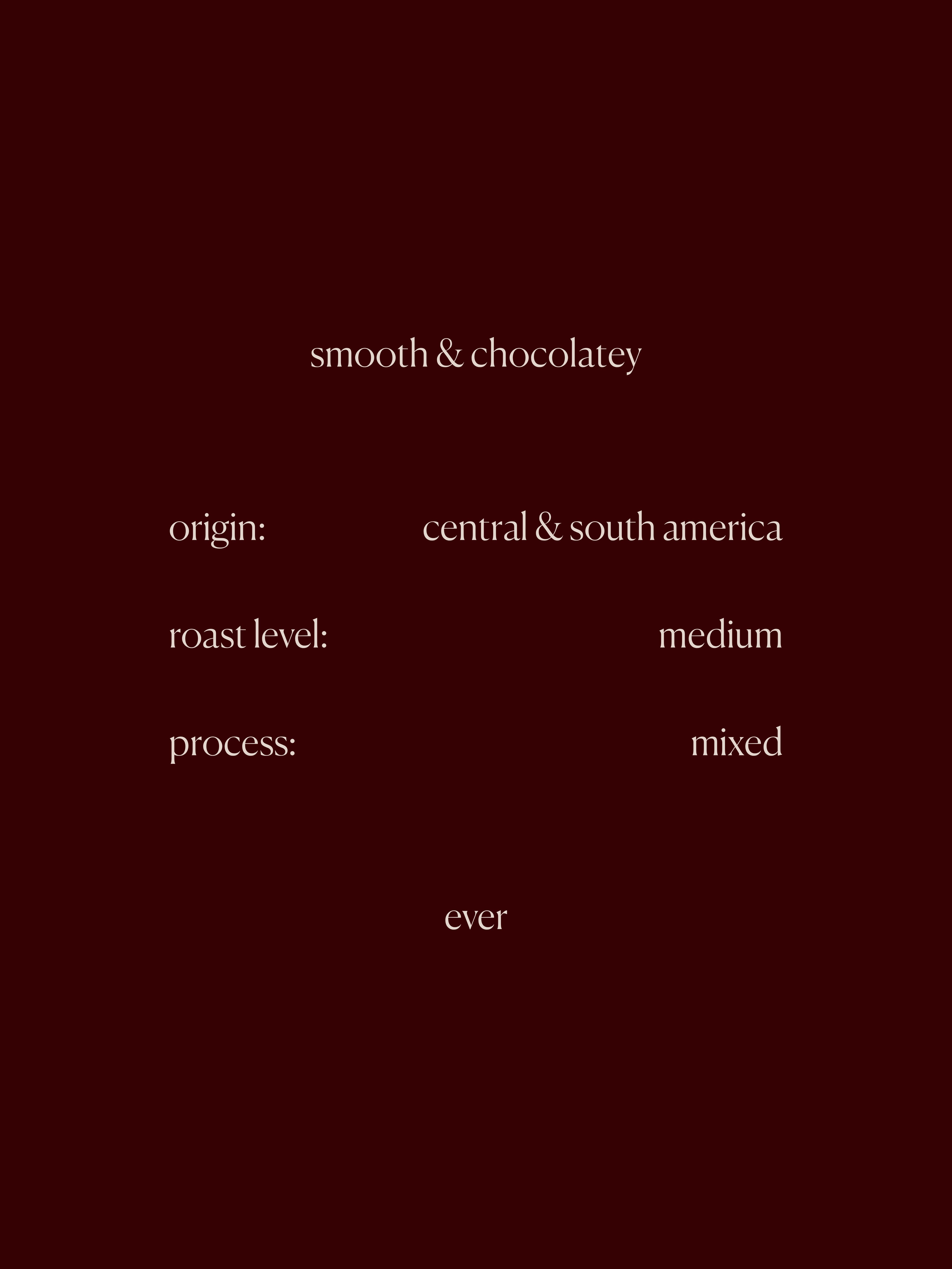 Text on a red background describing coffee characteristics